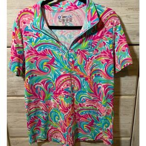 Ibkul UPF 50+ Short Sleeve Colorful Quarter Zip - Size Large